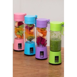 Rechargeable Portable Mini Juicer Blender – 6 Blades, 380ml Outdoor Juicing Cup [Random Color]