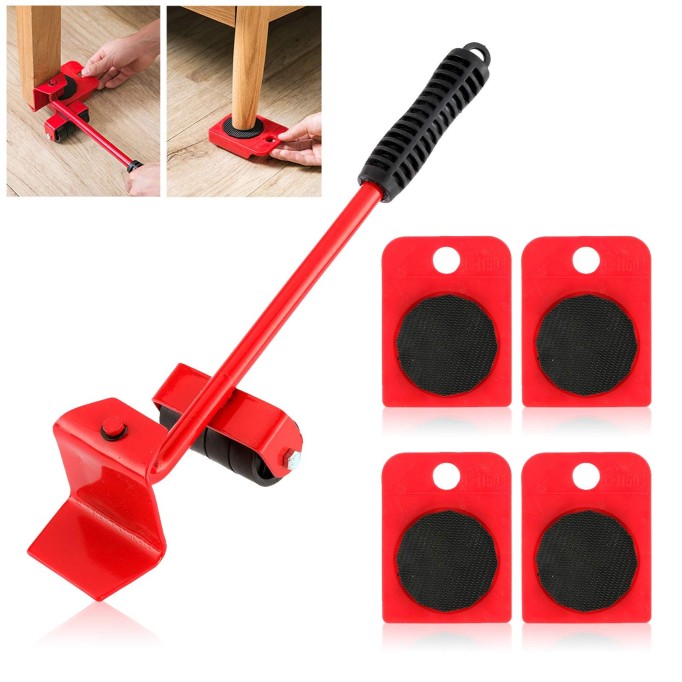 Furniture Lifter Mover Tool Set – Heavy-Duty Furniture Moving Rollers & Lifting Lever for Easy Home Appliance Transport