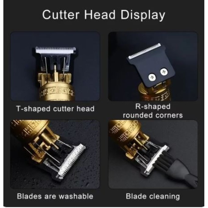 Metal Body Vintage T9 Hair Trimmer for Men – Professional USB Rechargeable Beard & Hair Cutting Machine | Precision Shaver with Powerful Motor