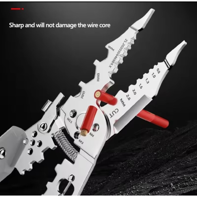 Multi-Function Wire Stripper And Cutter - Electrical Tool With Wire Cutting, Stripping, Crimping & Screw Functions