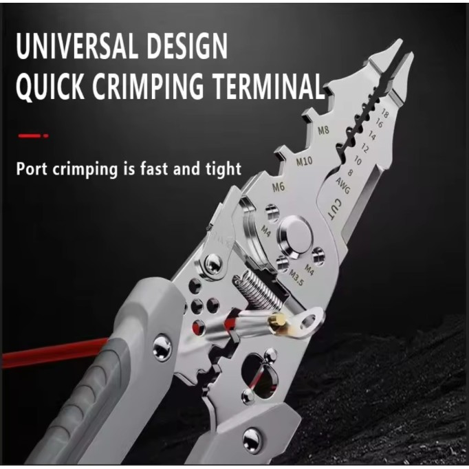 Multi-Function Wire Stripper And Cutter - Electrical Tool With Wire Cutting, Stripping, Crimping & Screw Functions