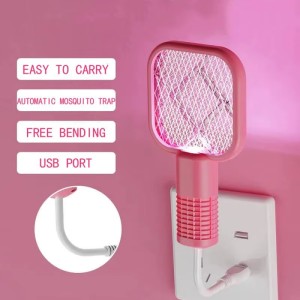 Mini USB Rechargeable Mosquito Racket With UV Light – Portable Electric Bug Zapper & Fly Swatter For Indoor/Outdoor Use, Home, Office, Travel & Camping