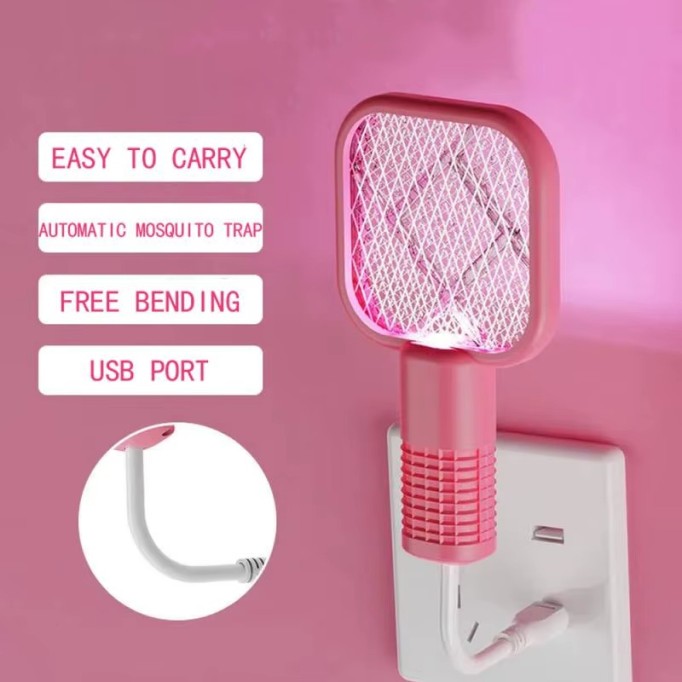 Mini USB Rechargeable Mosquito Racket With UV Light – Portable Electric Bug Zapper & Fly Swatter For Indoor/Outdoor Use, Home, Office, Travel & Camping