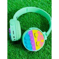 Cute Pop It Wireless Bluetooth Headphones | Foldable Headset With Memory Card Support, Wired & Wireless Modes, Soft Earpads For Kids (Random Color)