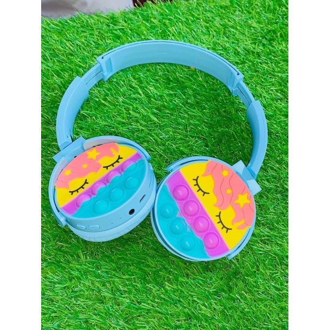 Cute Pop It Wireless Bluetooth Headphones | Foldable Headset With Memory Card Support, Wired & Wireless Modes, Soft Earpads For Kids (Random Color)