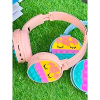 Cute Pop It Wireless Bluetooth Headphones | Foldable Headset With Memory Card Support, Wired & Wireless Modes, Soft Earpads For Kids (Random Color)