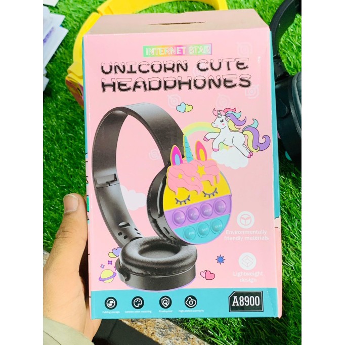 Cute Pop It Wireless Bluetooth Headphones | Foldable Headset With Memory Card Support, Wired & Wireless Modes, Soft Earpads For Kids (Random Color)