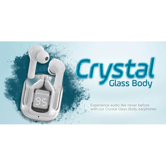 Air 31 Earbuds Wireless Earbuds With Crystal Transparent Case With Type-C Charging | Earbuds Bluetooth 5.3 - With Pouch - Random Color