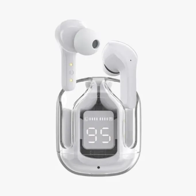 Air 31 Earbuds Wireless Earbuds With Crystal Transparent Case With Type-C Charging | Earbuds Bluetooth 5.3 - With Pouch - Random Color