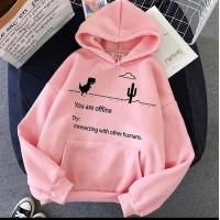 Women's Stitched Fleece Printed Pullover Hoodie