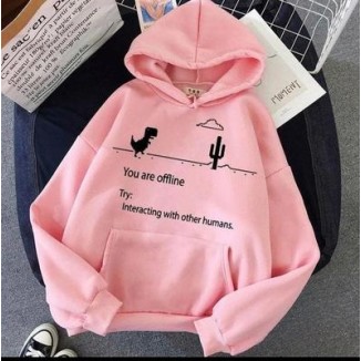 Women's Stitched Fleece Printed Pullover Hoodie