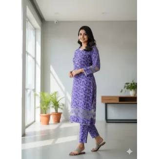 Printed woman stitch suit 2 pcs . Stylish Printed Crystal Wool Shirt and Trouser