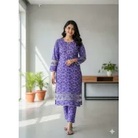 Printed woman stitch suit 2 pcs . Stylish Printed Crystal Wool Shirt and Trouser
