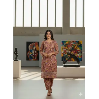 Printed woman stitch suit 2 pcs . Stylish Printed Crystal Wool Shirt and Trouser