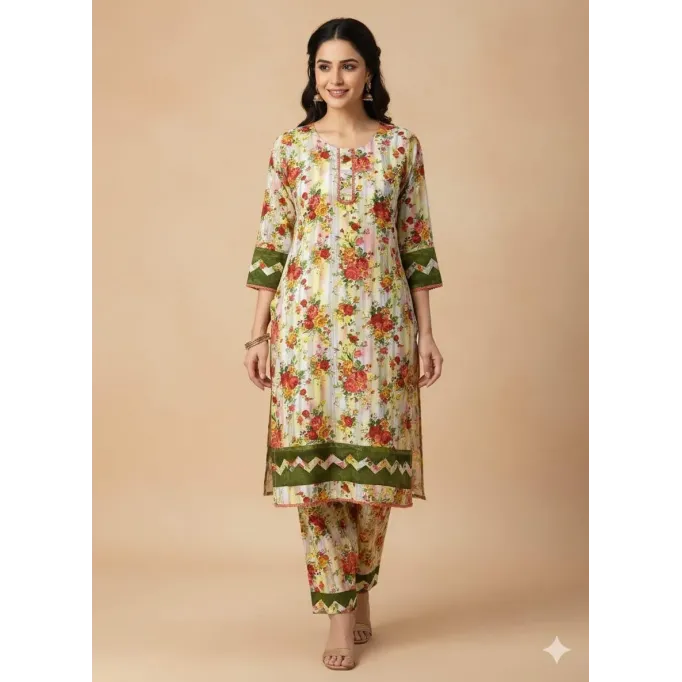 Printed woman stitch suit 2 pcs . Stylish Printed Crystal Wool Shirt and Trouser