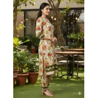 Printed woman stitch suit 2 pcs . Stylish Printed Crystal Wool Shirt and Trouser