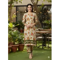 Printed woman stitch suit 2 pcs . Stylish Printed Crystal Wool Shirt and Trouser