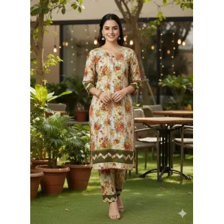 Printed woman stitch suit 2 pcs . Stylish Printed Crystal Wool Shirt and Trouser