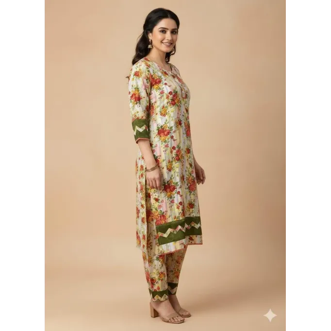 Printed woman stitch suit 2 pcs . Stylish Printed Crystal Wool Shirt and Trouser