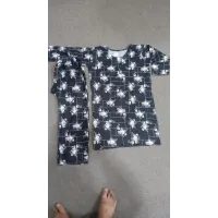 Chic Black Women's Stitched Shirt and Trouser Set - 2 Pcs in Crystal Wool, Printed Design