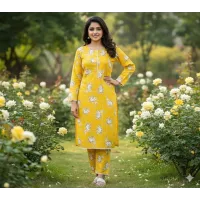 Stylish Women's Stitched Printed Shirt And Trouser in Crystal Wool - 2 Pcs Set