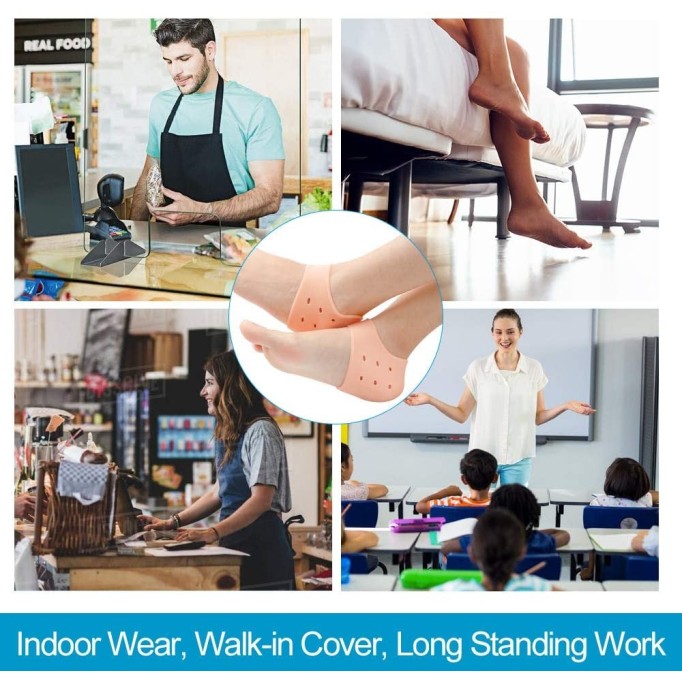 Silicone Heel Protector Sleeve for Cracked Heels & Pain Relief – Breathable & Cushioned Support